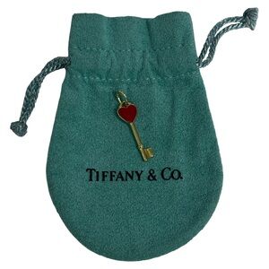 Authentic Tiffany & Co. Yellow Gold Red Heart Pendant